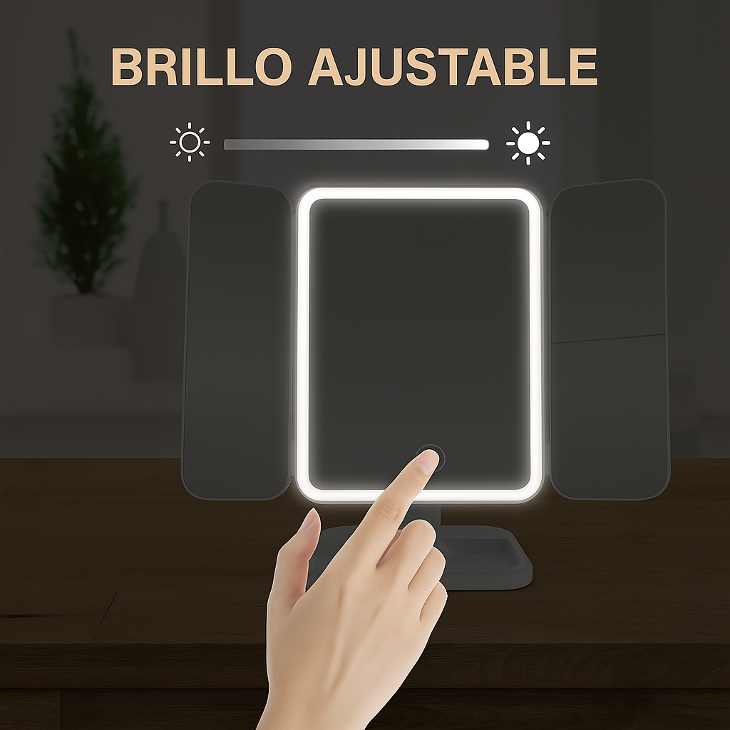 🌟 Espejo con Luz LED TriPlegable Maquillaje🌟
