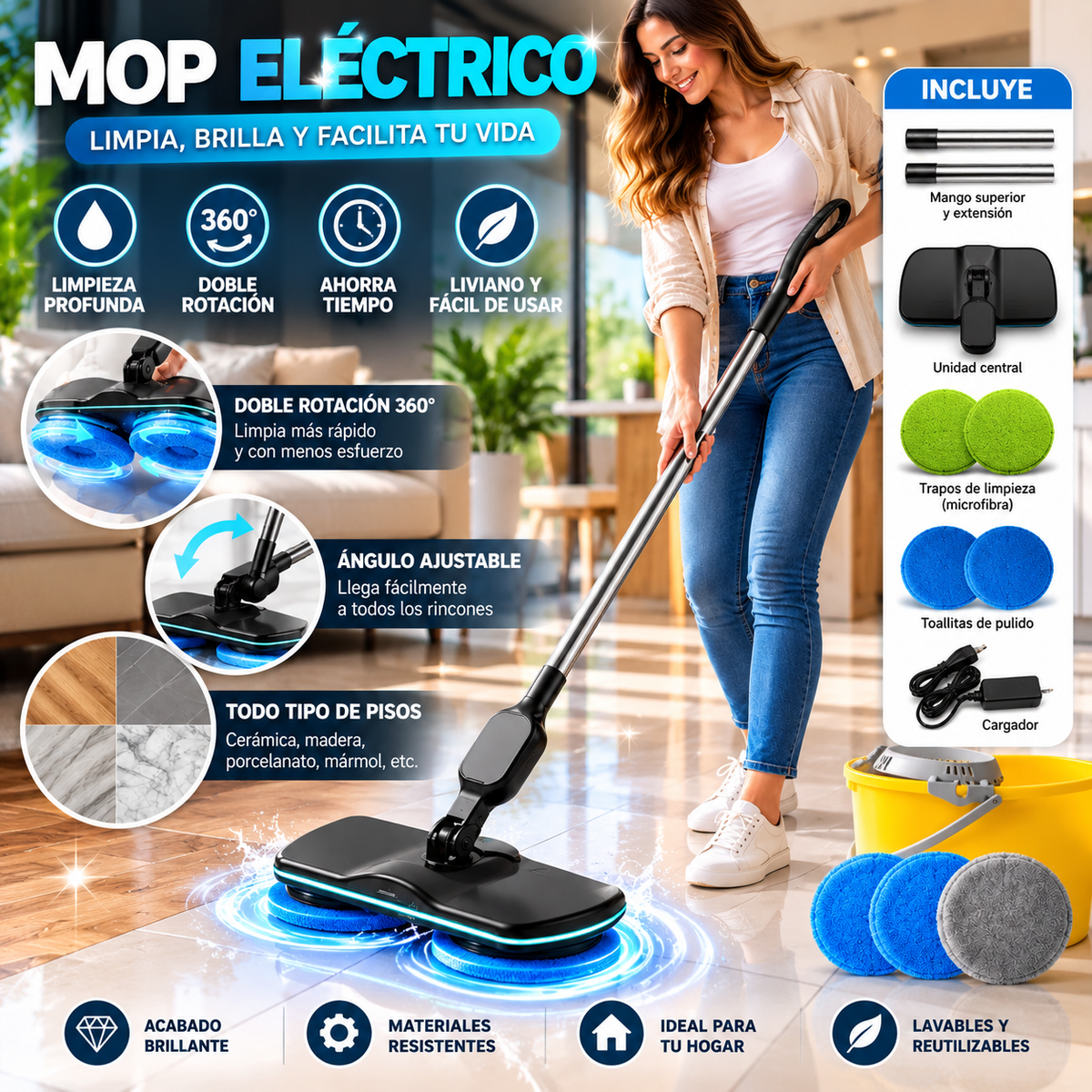 Mopa eléctrica moderna 5 en 1